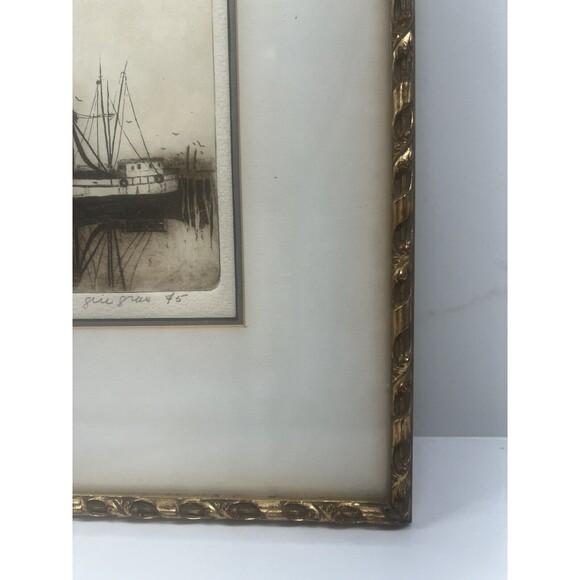 1975 GINGRAS, Gilles Emmanuel "Untitled-Dock" Etching Signed in Pencil 19 of 100 - Picture 7 of 10